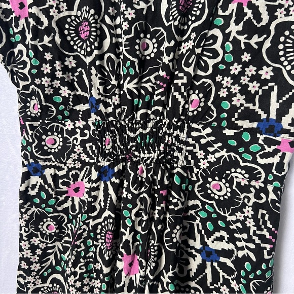 Marine Layer Camila Mini Dress Small black floral hemp casual pockets A-line - Picture 7 of 9